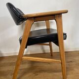 Scandinavian armchair by Erik Kirkegaard in oak and leather, 1960s