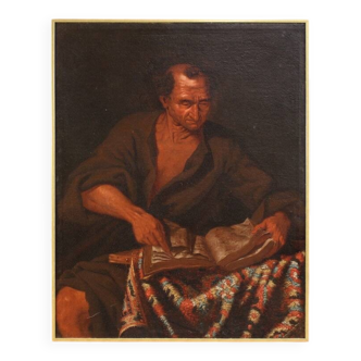 Great 17th century Italian painting, philosopher in his study