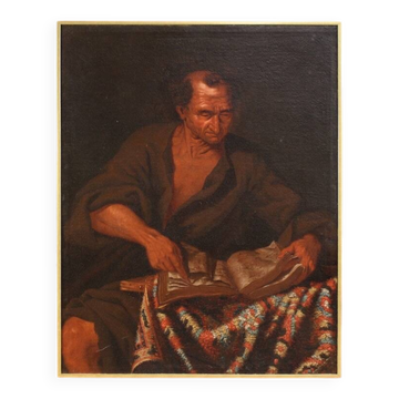 Great 17th century Italian painting, philosopher in his study