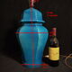 Table lamp foot in cracked turquoise earthenware