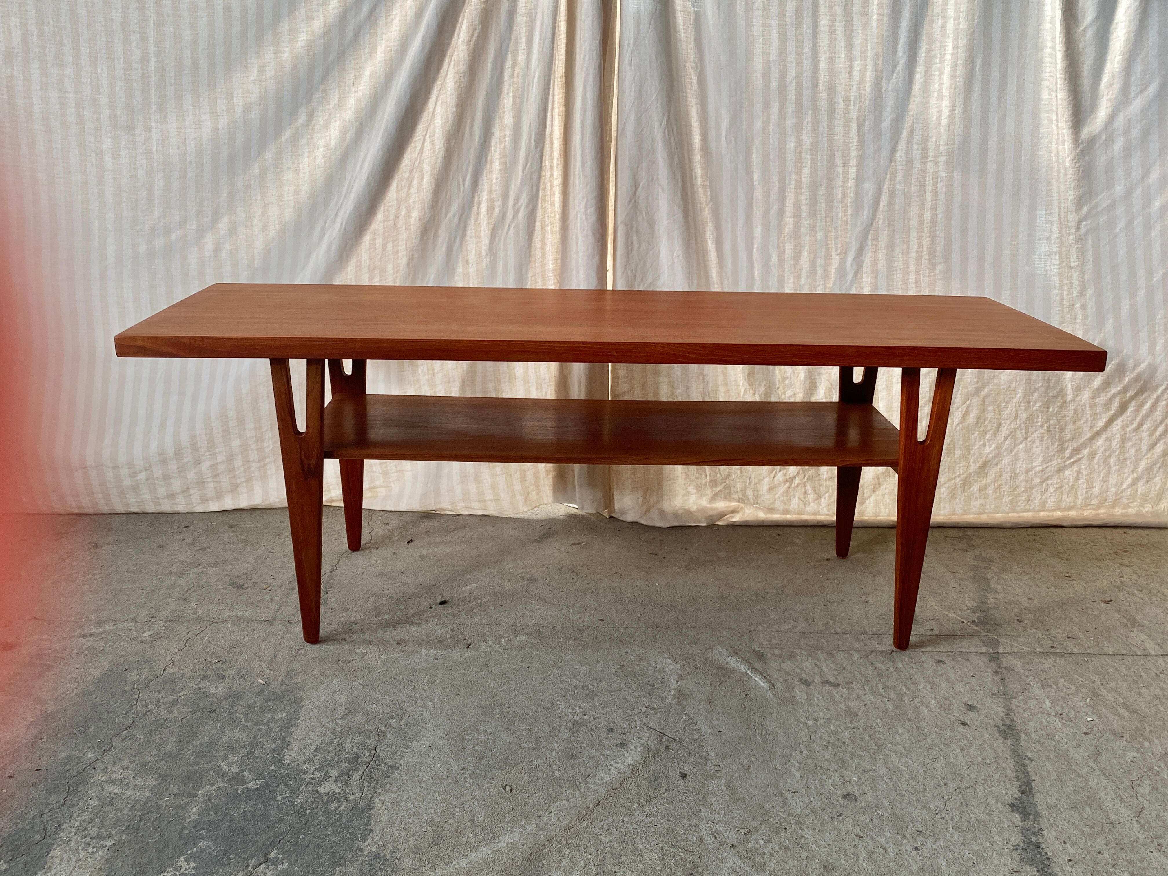 Scandinavian teak coffee table double top