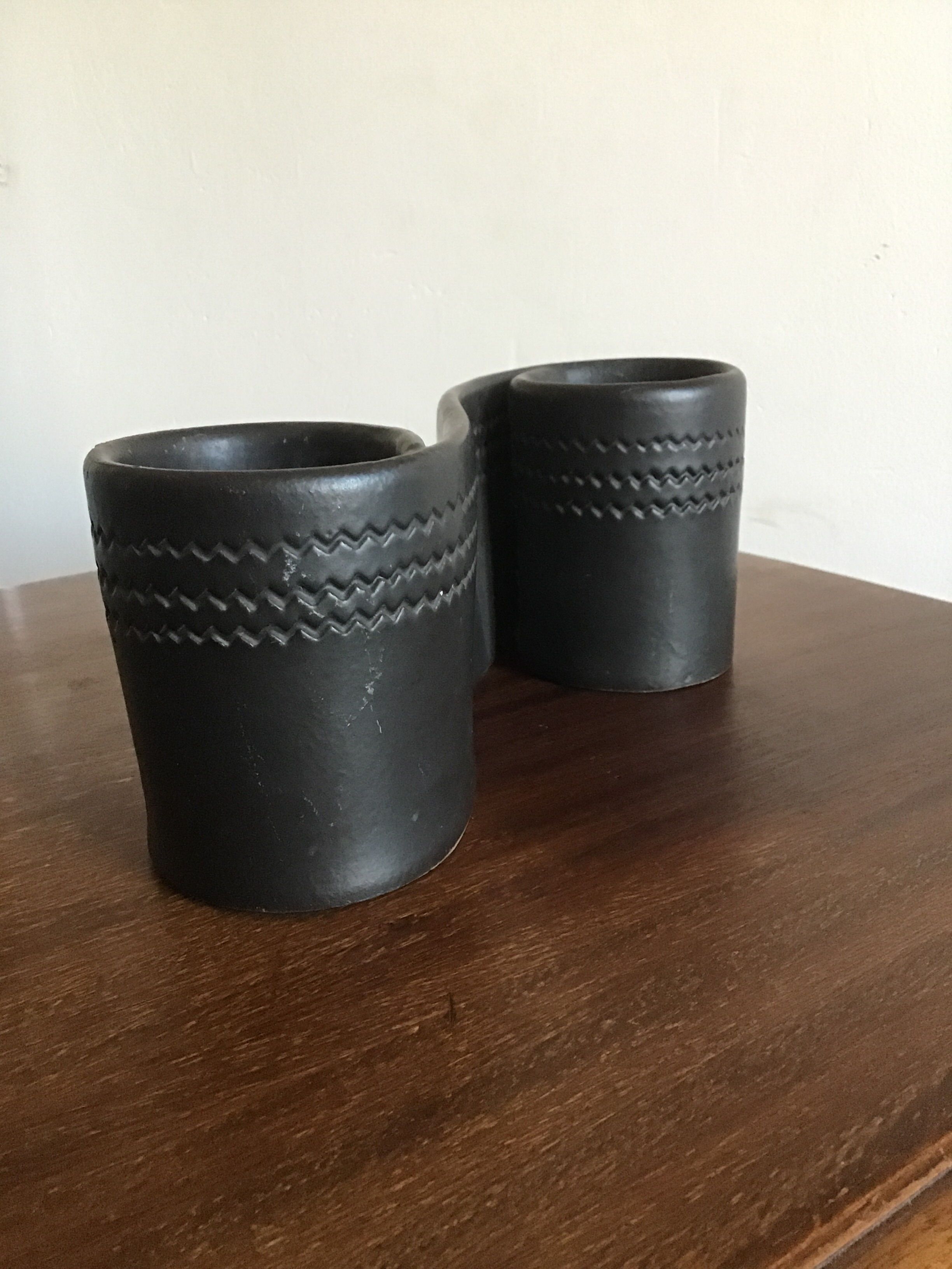 Black ceramic vase