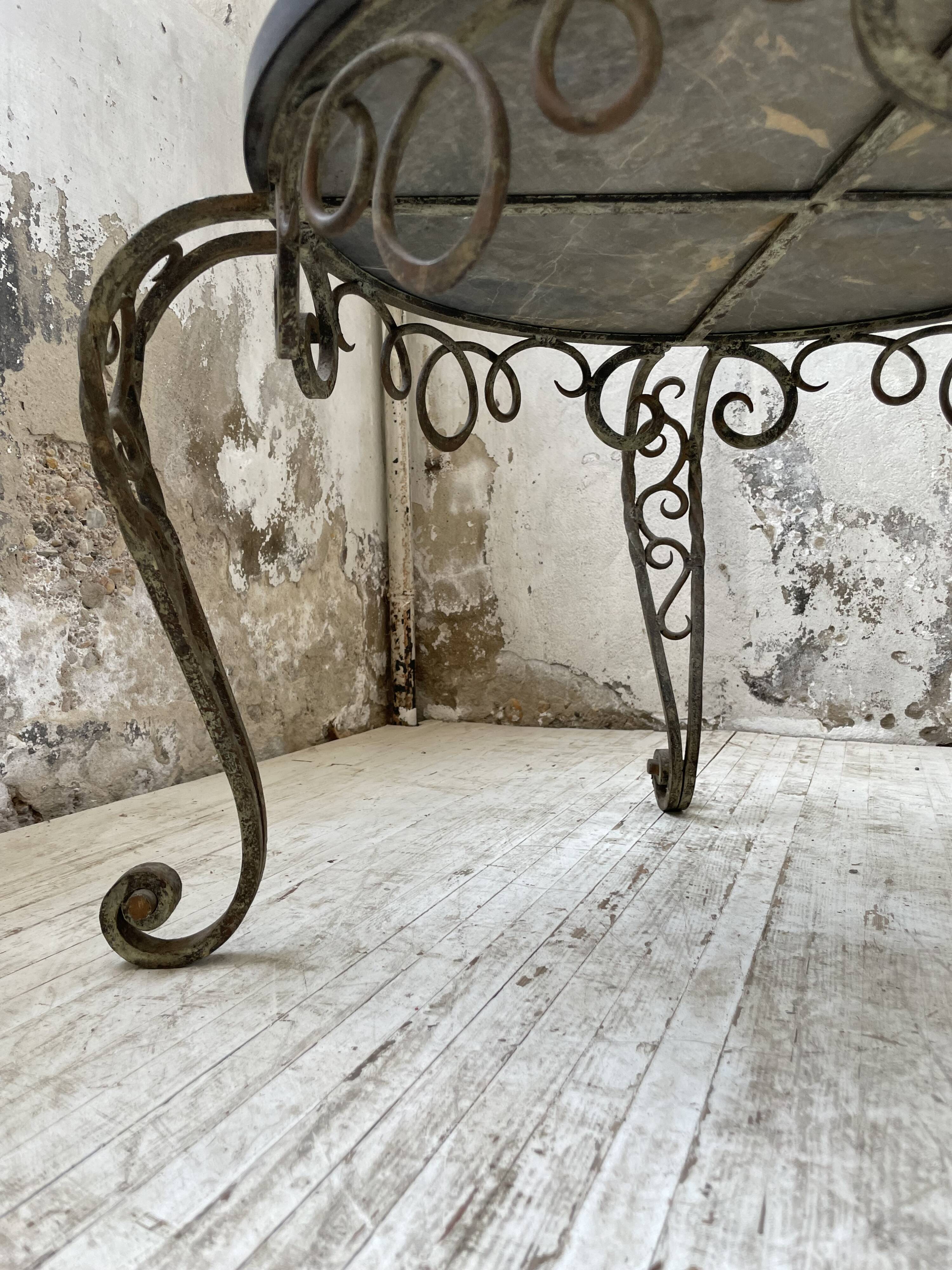 René Drouet coffee table in metal and black marble.