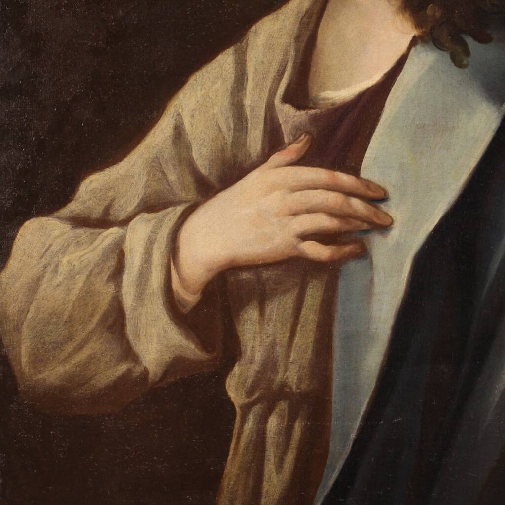Peinture italienne antique d'un saint du XVIIIe siècle