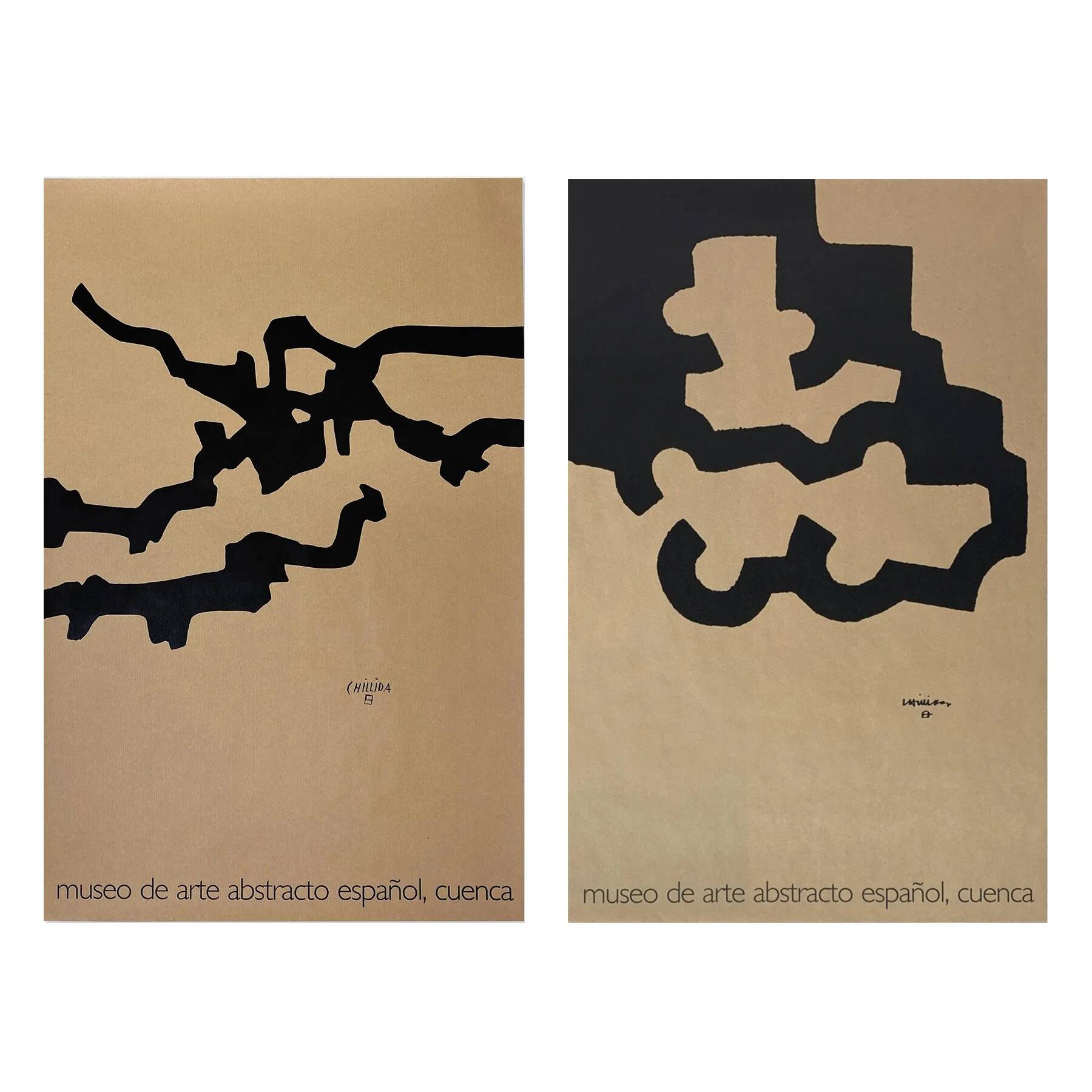 Paire de sérigraphies d'Eduardo Chillida réalisées pour le musée espagnol d'art abstrait, 1980