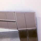 Large wall mirror in Art Deco style, facet-cut pink and clear glass