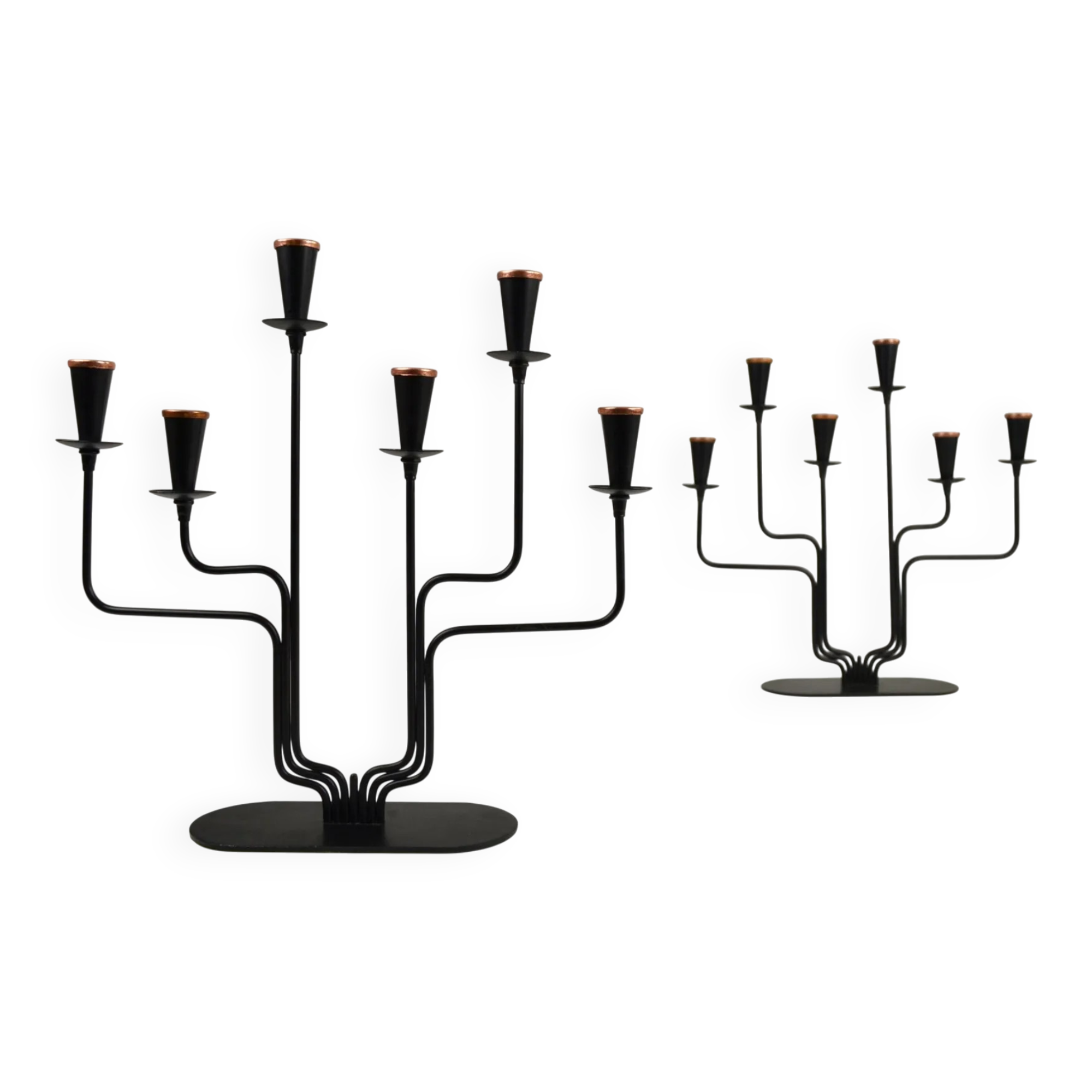 Pair of Six-Candle Candelabras — Gunnar Ander for Ystad-Metall, Sweden, 1960s