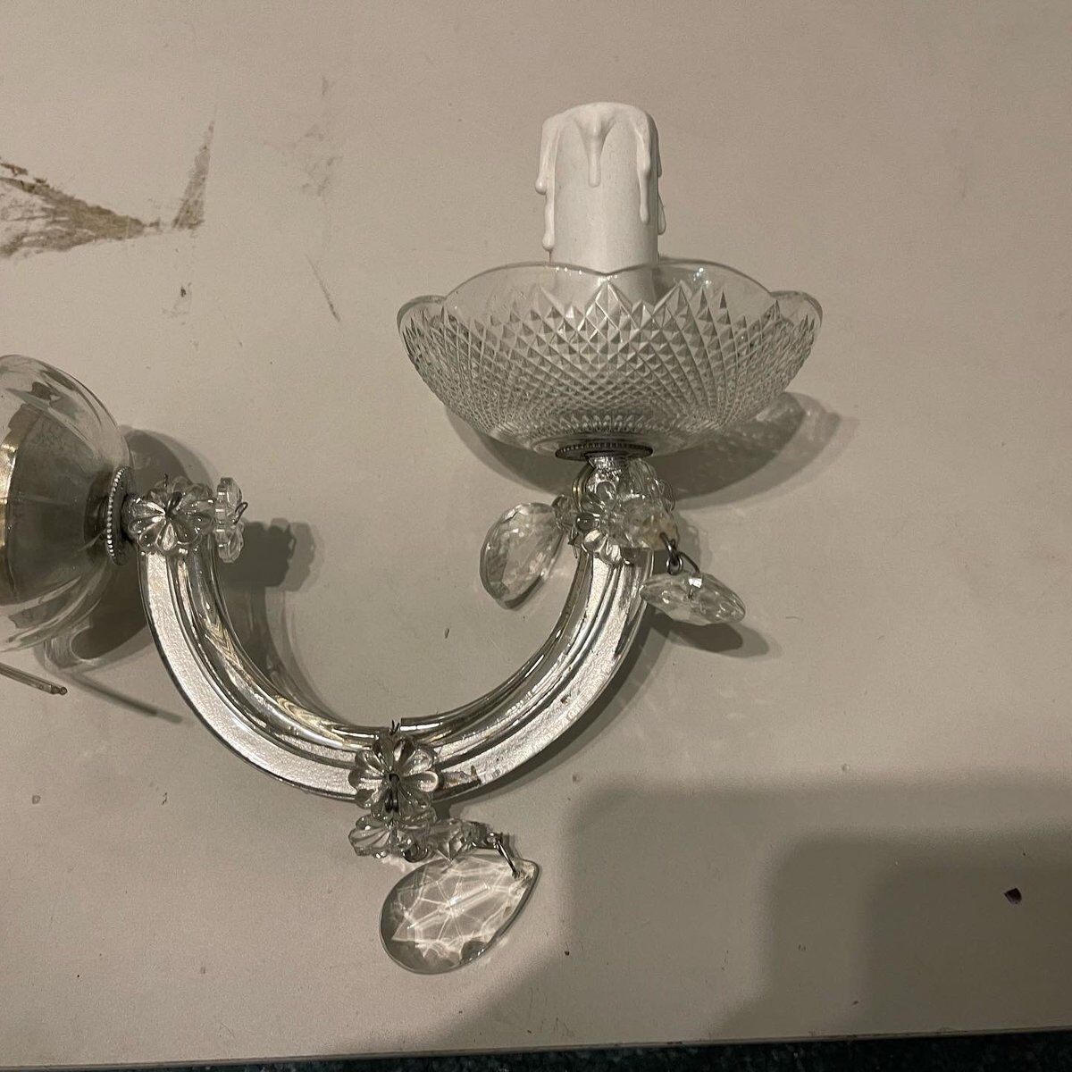 Murano glass crystal sconces set of 3, 1970s