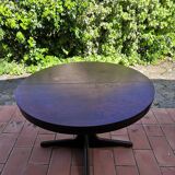 Table ronde avec rallonge Baumann pied central 1970