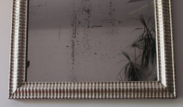 Miroir ancien argenté XIX avec sa glace au mercure