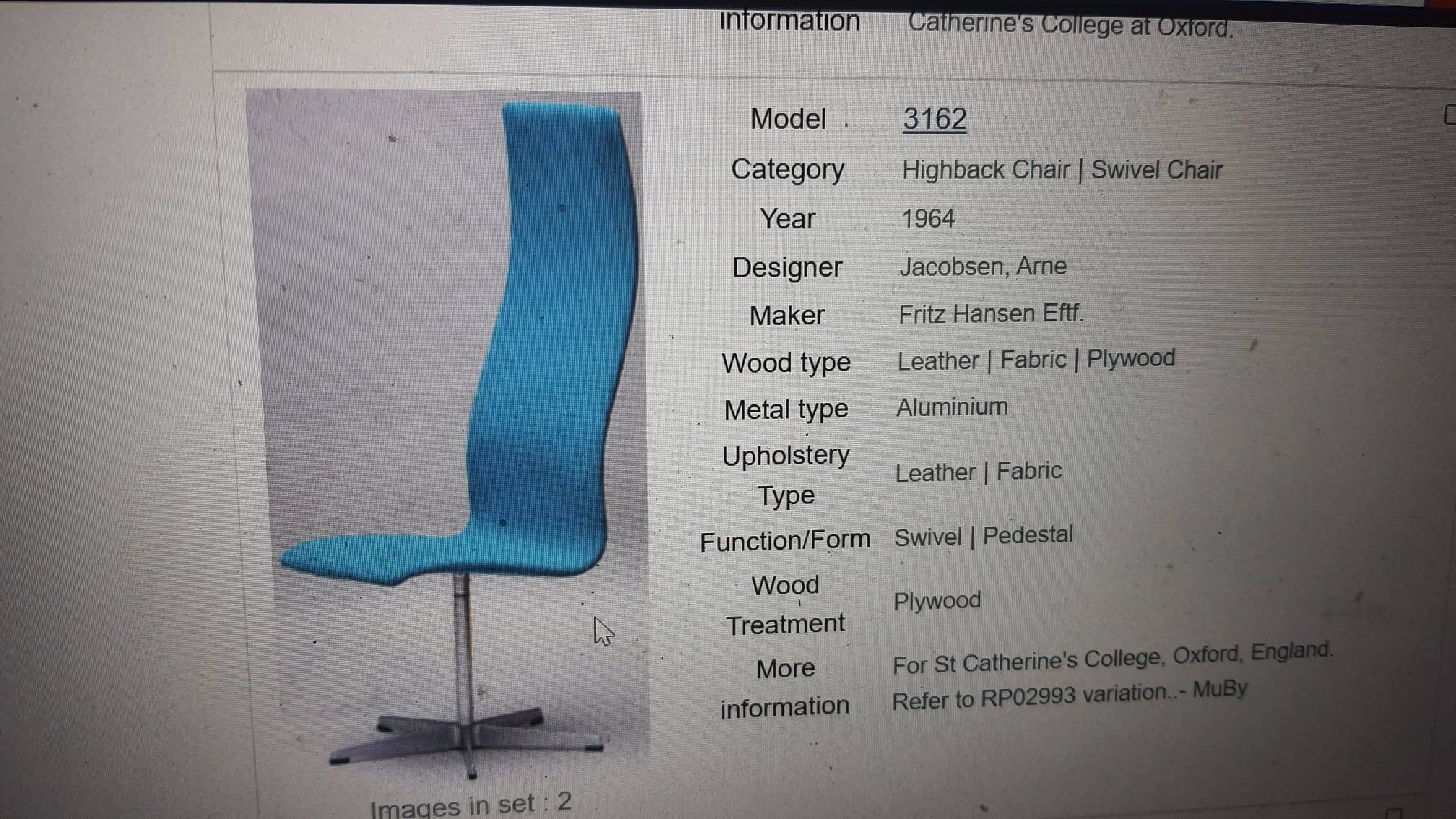 4 office chairs, in leather and aluminum, Oxford model by Arne Jacobsen.