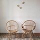 Trio de fauteuils rotin vintage