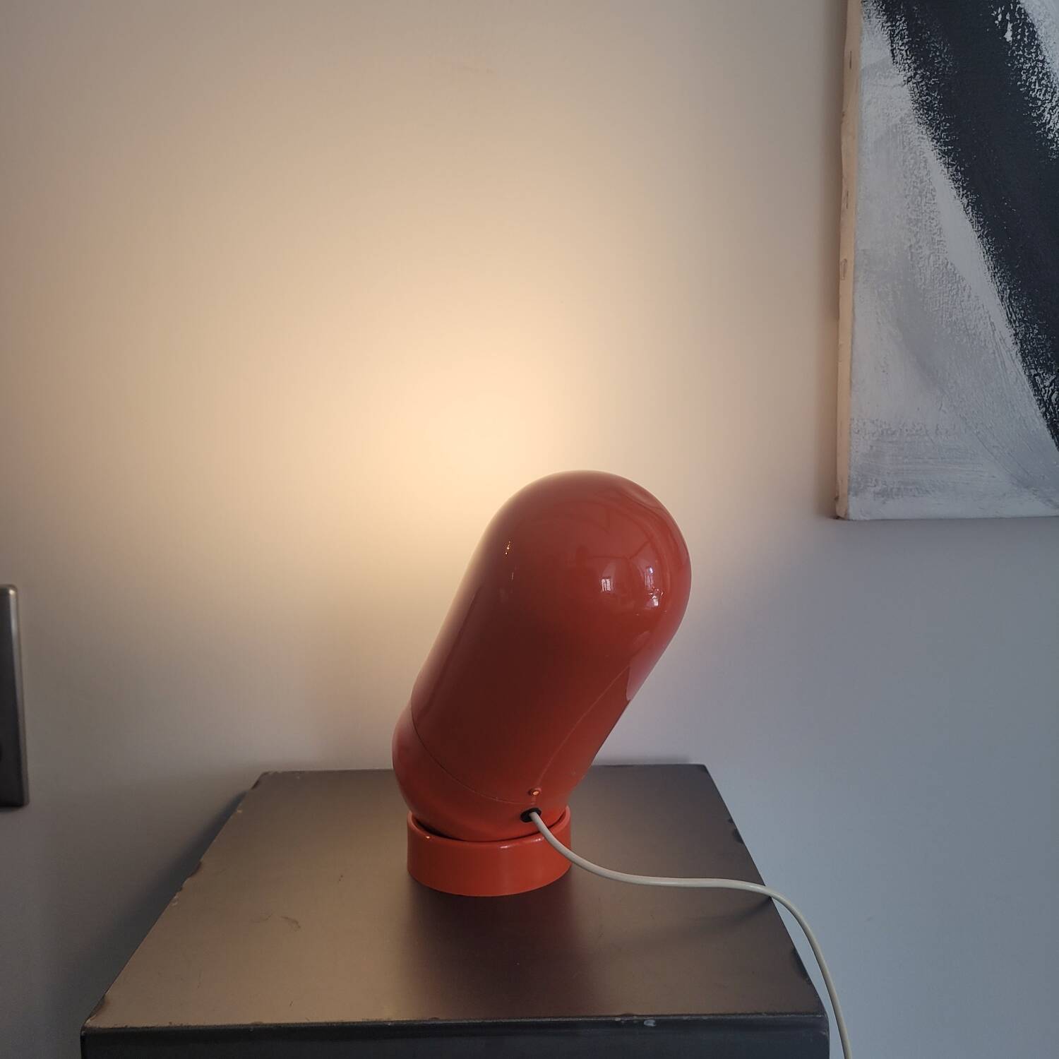 Vintage culbuto lamp in orange metal 1970s.