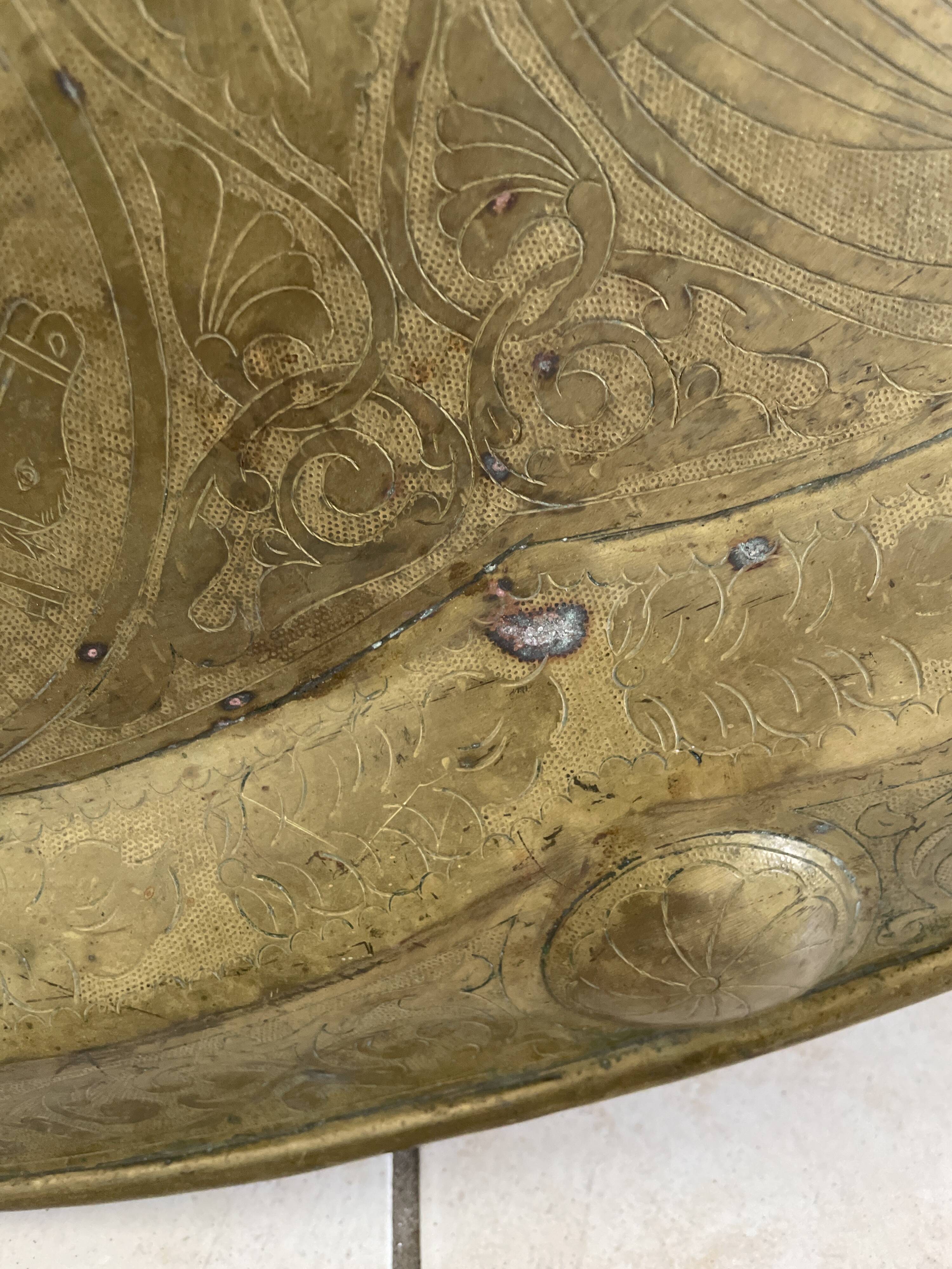 Ancient eastern brass plate engraved with Mamluk decoration – 96