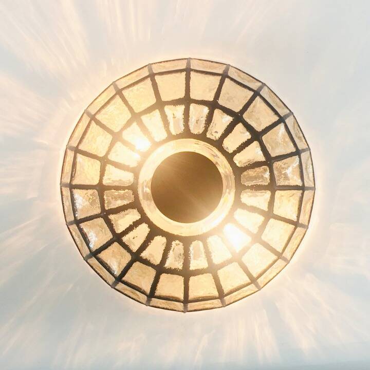 Large Mid-Century Glass Ceiling Light from Limburg, Germany, 1960s