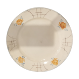 Ancien plat en faïence Terre de fer, peint à la main