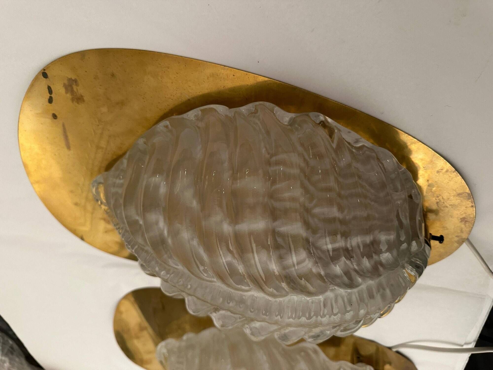 Fritz short brass and glass appliques in the shape of leaves Orrefors, 1960s