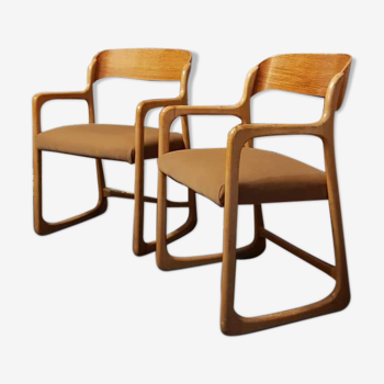 Deux fauteuils traineau Baumann années 70