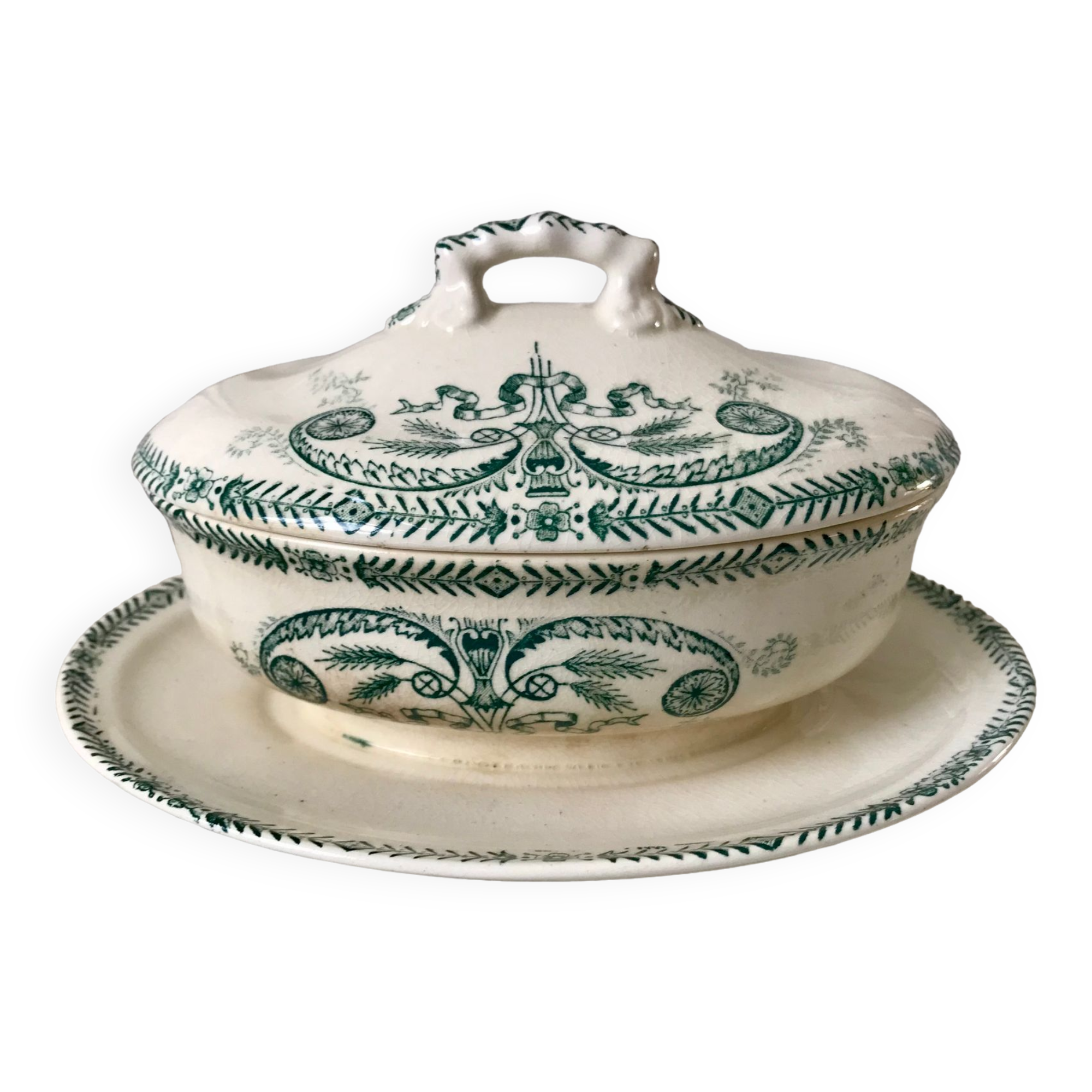 saucière Terre de Fer Longwy model Empire late nineteenth