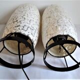 Paire de lampes de table- coquilles "argent" / blanc perle
