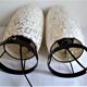Paire de lampes de table- coquilles "argent" / blanc perle