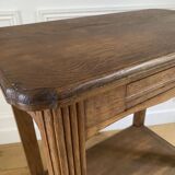 Console, Vintage side table with a drawer and a low shelf in solid wood