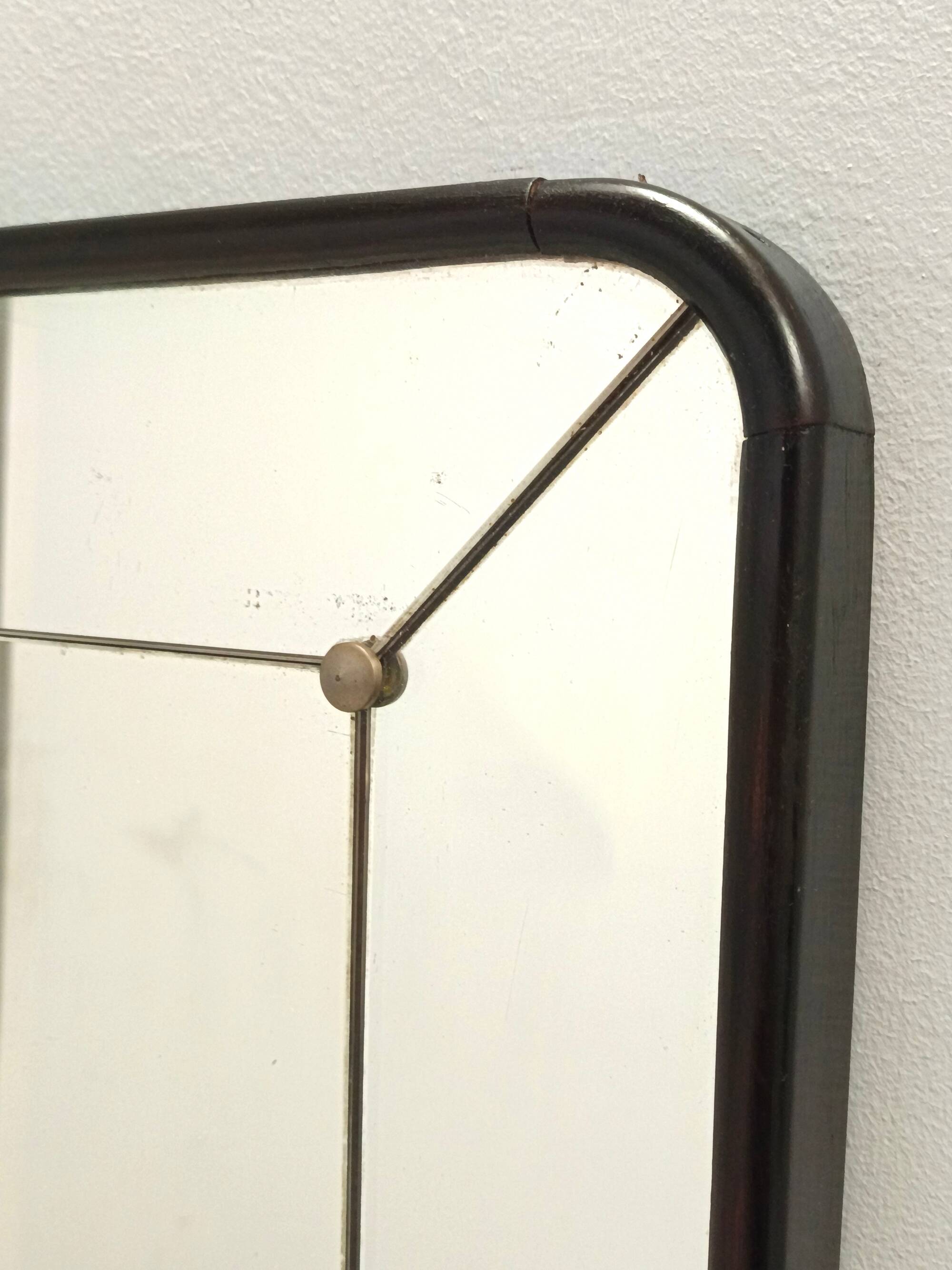 Art Deco Rectangular Wall Mirror with Black Beech Frame, Italy