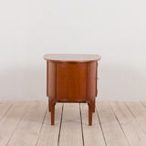 Mid Century free standing bullet shape executive teak desk by H.P. Hansen, Denmark, 1960s