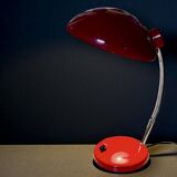 Vintage red lacquered metal desk lamp – Space Age / Bauhaus style