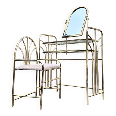 Coiffeuse, table de vanité vintage et son siège assorti