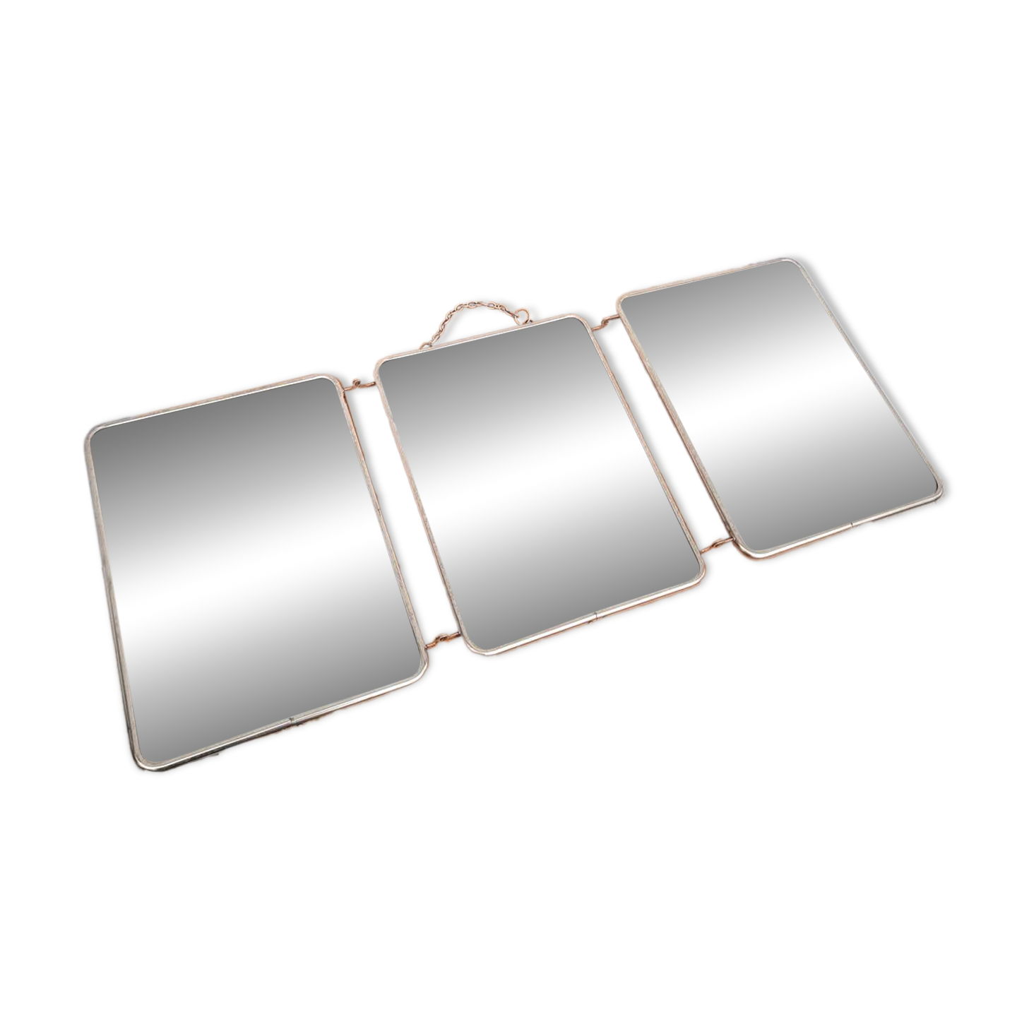 Vintage black triptych barber mirror