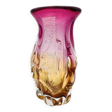 Vase Studio Glass Josef Hospodka Chribska Sommerso Feuille Argent