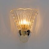 Attributed to Barovier & Toso Brass and Pulegoso Murano Glass Sconces, Pair