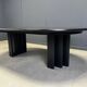 Vintage extendable black wooden dining table, 1980s