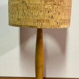 Lampe à poser pied bois avec abat jour