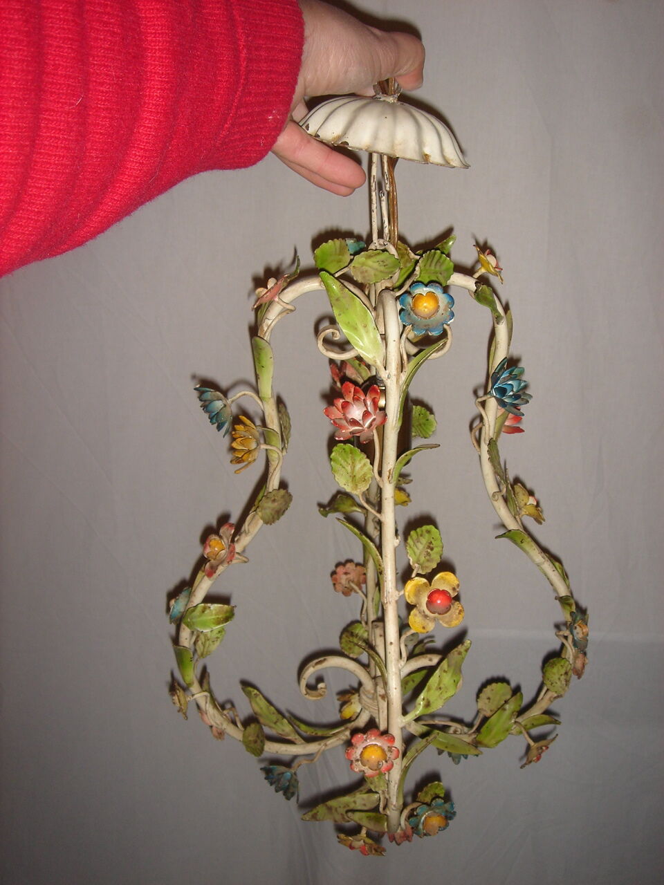Painted metal chandelier Maison Firenze, Italy, 1970