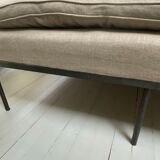 Linen bench with forged legs
