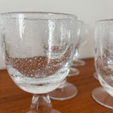 Set of 8 transparent bubble glass glasses for water or wine.
