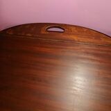 Table ovale bois repliable bateau 1970 /décoration intérieur vintage / pour salon jardin d'hiver bat
