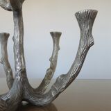 Brutalist candlestick sculpture massive aluminum tree 70s