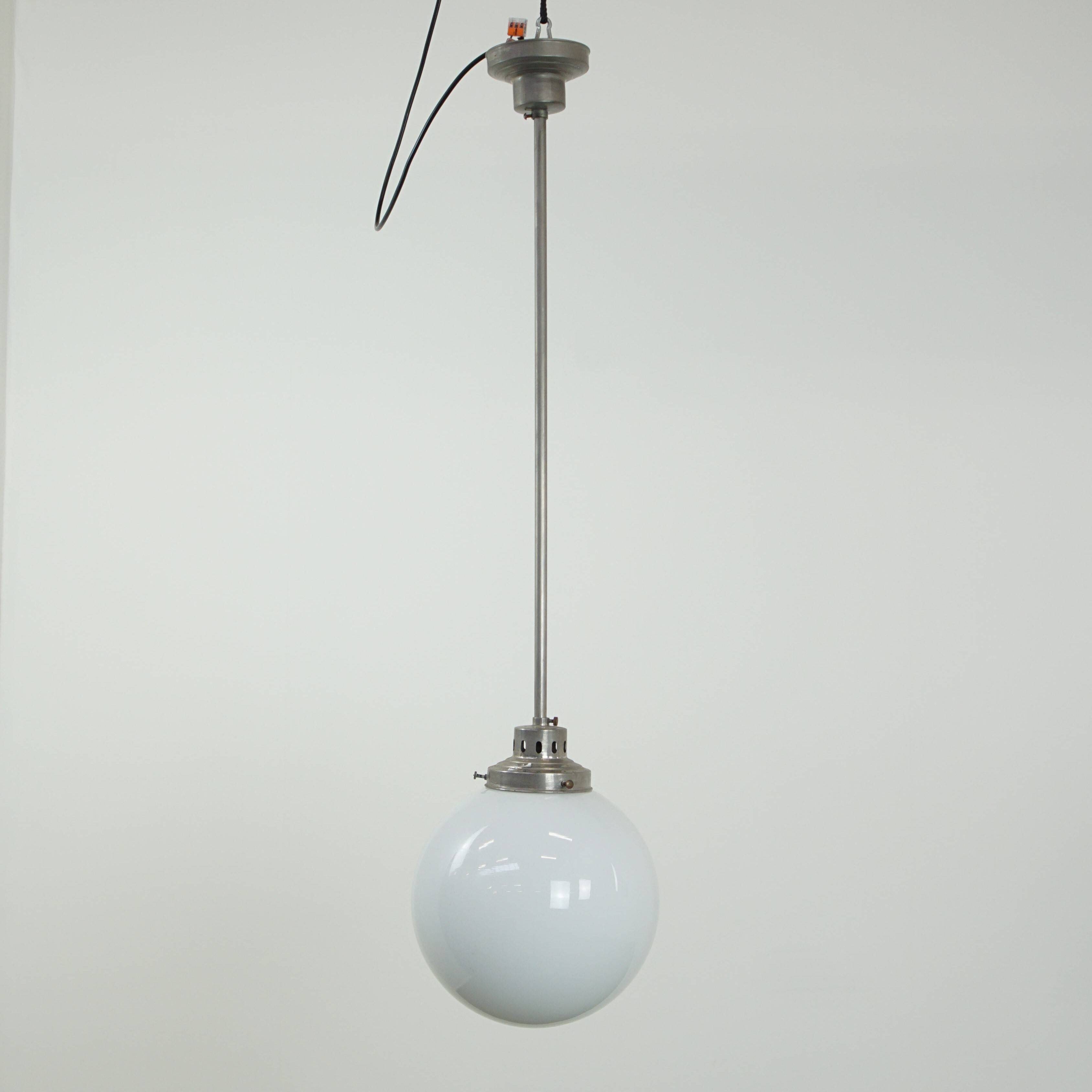 Vintage Art Deco style milk glass and brass ceiling light