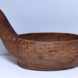 Solid wood fruit bowl carved bird