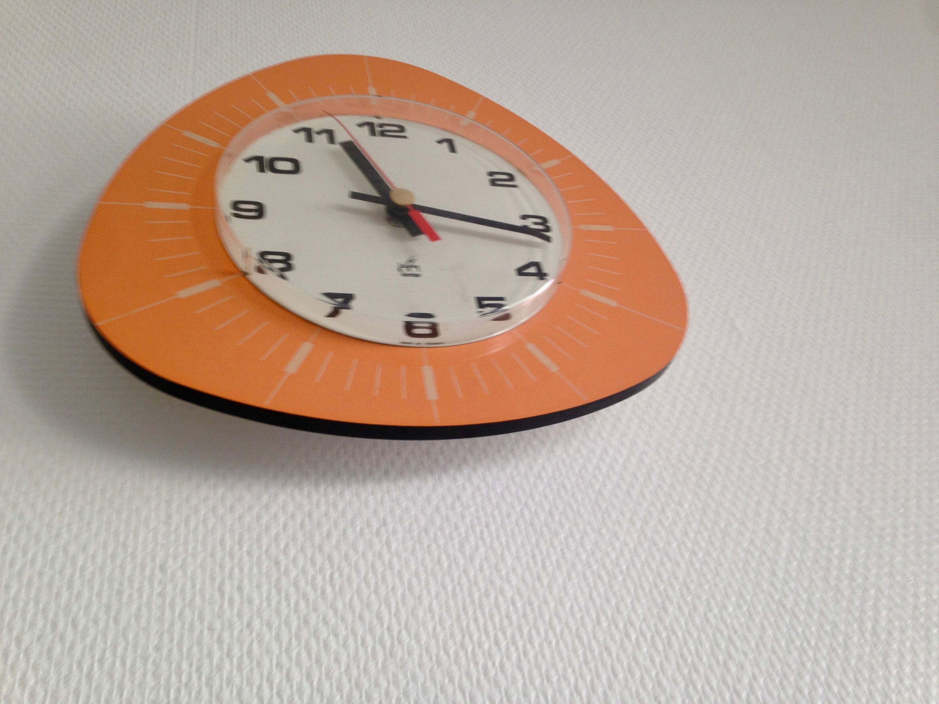 Clock japy - orange formica - 1960