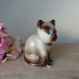 Vintage Siamese Brown Kitten Figurine with Blue Eyes Ceramic Elpa Alcobaca