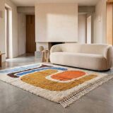 Beni Ourain Berber rug with colourful patterns, size 150 x 250 cm.
