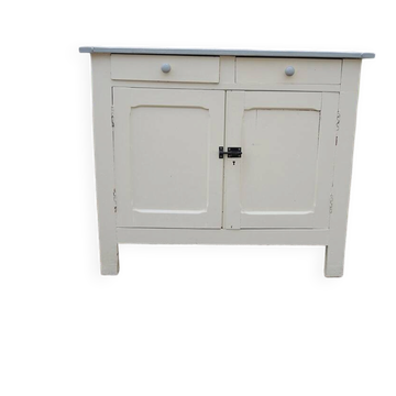 Ancien buffet bas parisien en bois blanc