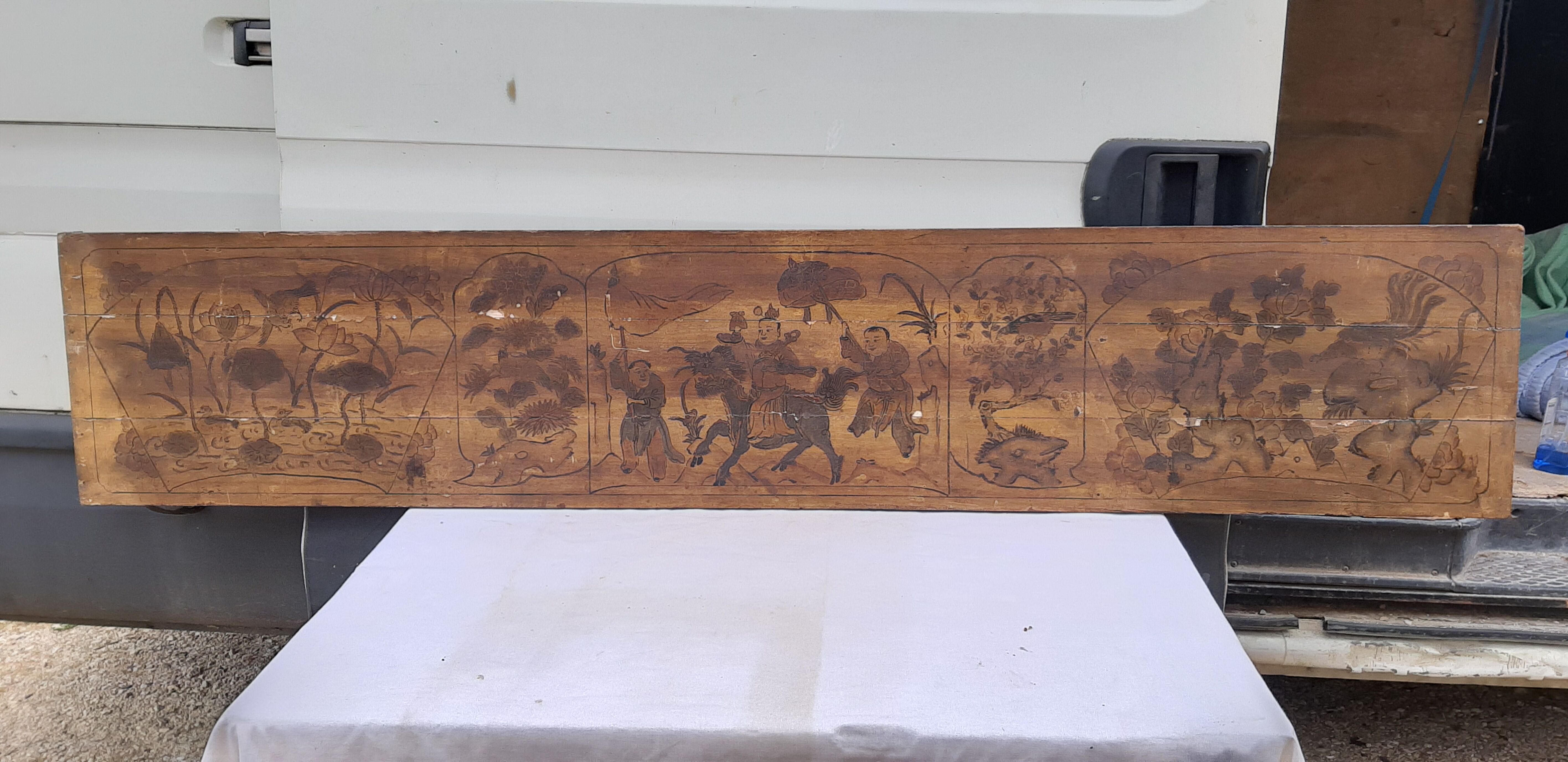 Panel Silkscreened wood China 19th