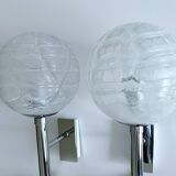 Pair of Murano Glass Chrome Wall Lights