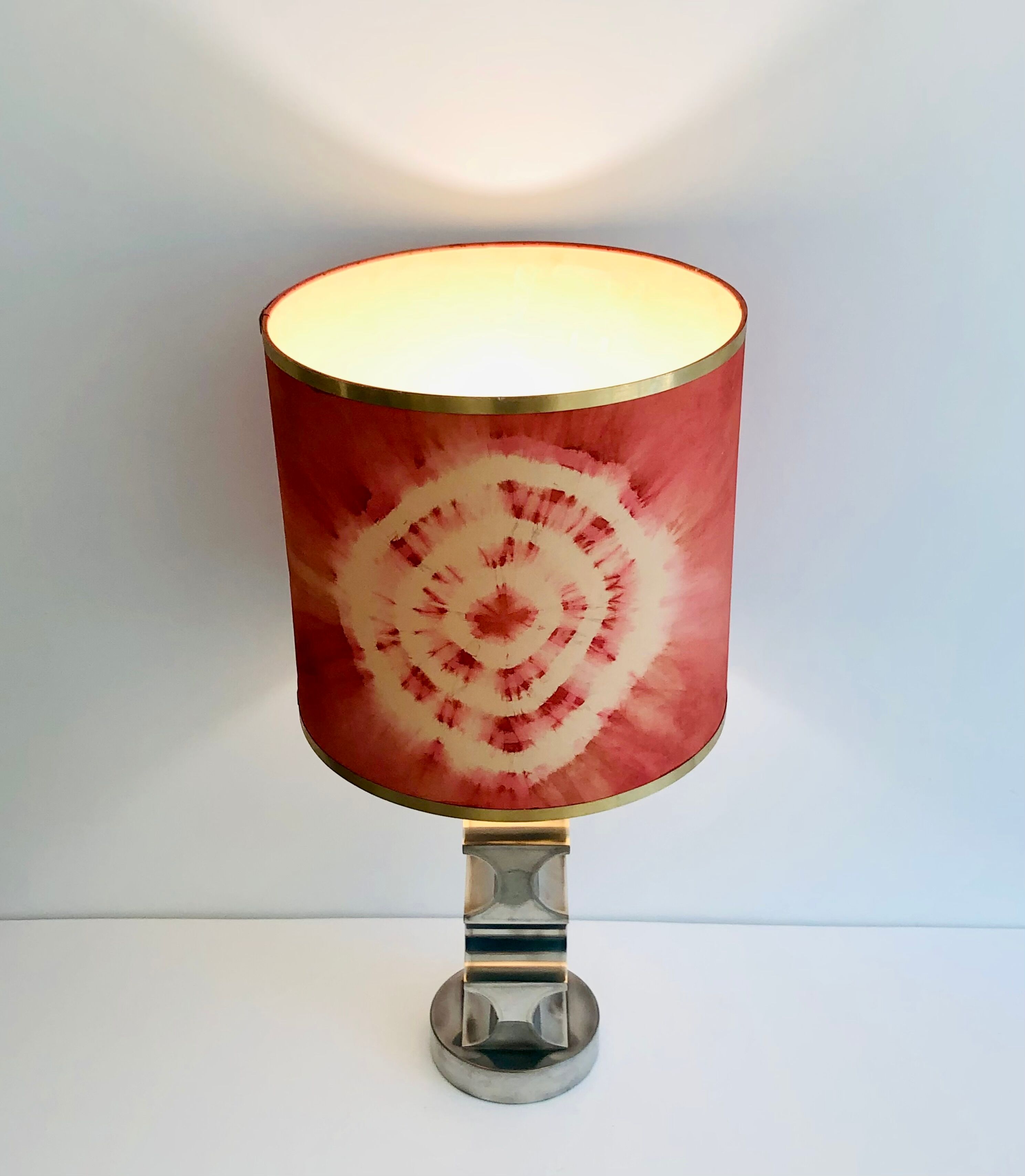 Vintage living room lamp pewter base, Italy 60s