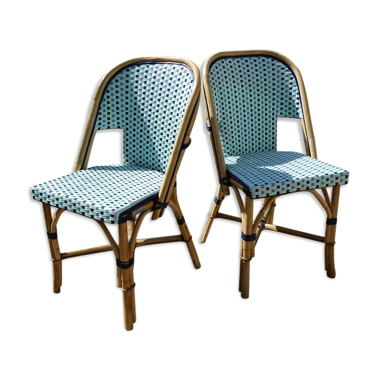 Pair of chairs bistro paris terrace in rattan and caning